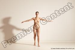 Nude Woman White Slim long brown Dancing Dynamic poses Pinup